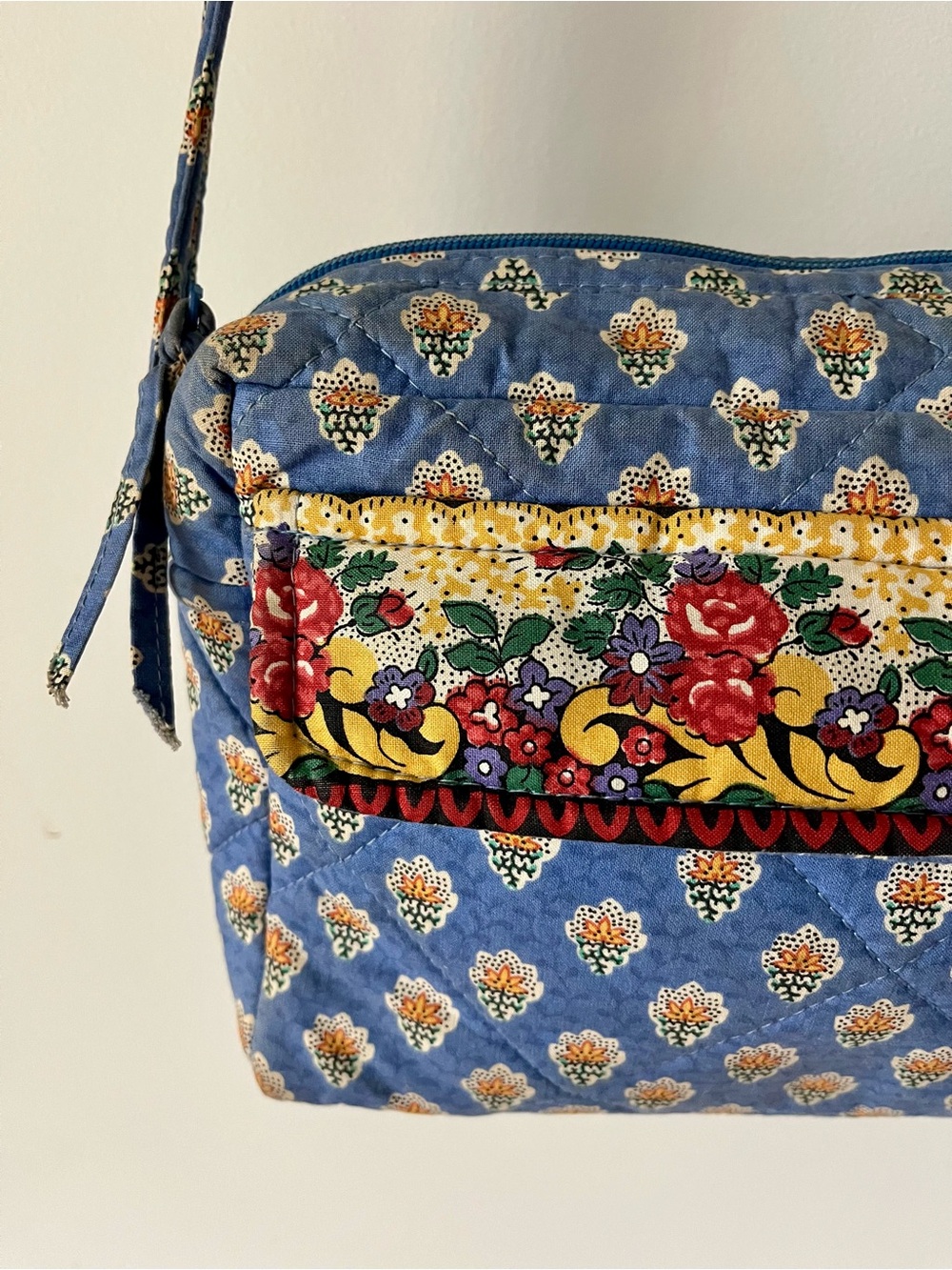 Pierre Deux Quilted Crossbody Bag Blue Floral French Country Vintage - Picture 4 of 15